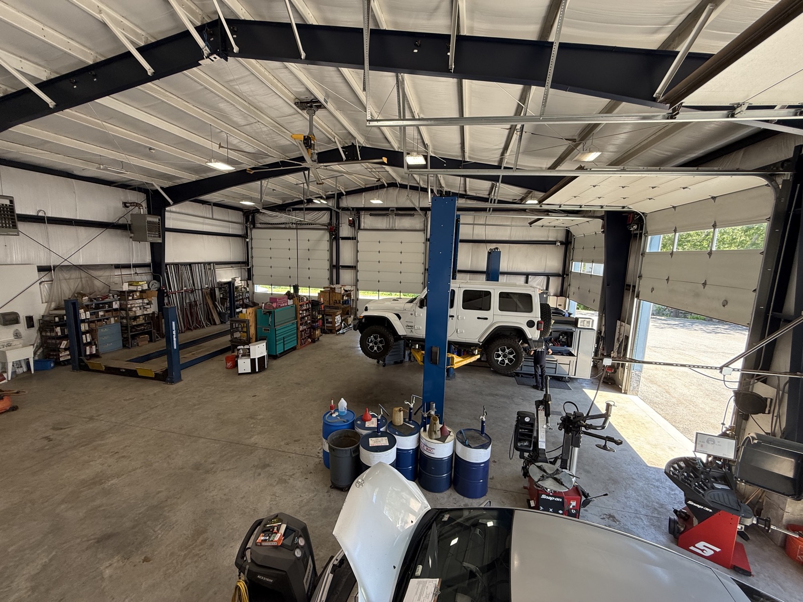 Wide view of the service floor and equipment