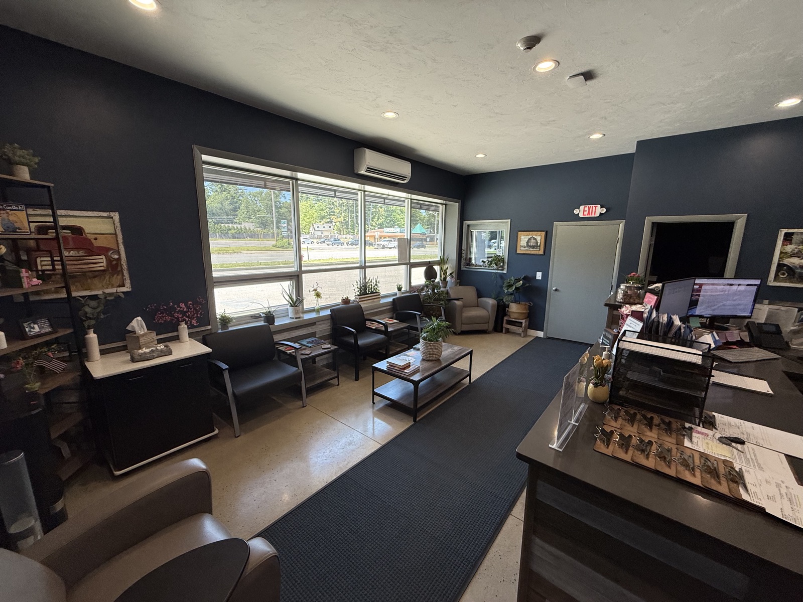 Customer waiting area with natural light